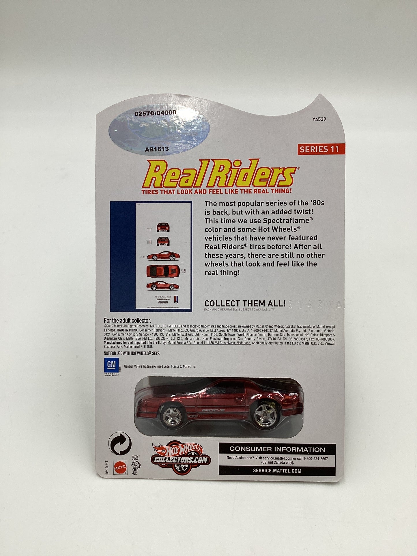 2012 Hot Wheels Real Riders RLC #2570/4000 Red 85 Chevrolet Camaro Iroc Z W/Protector