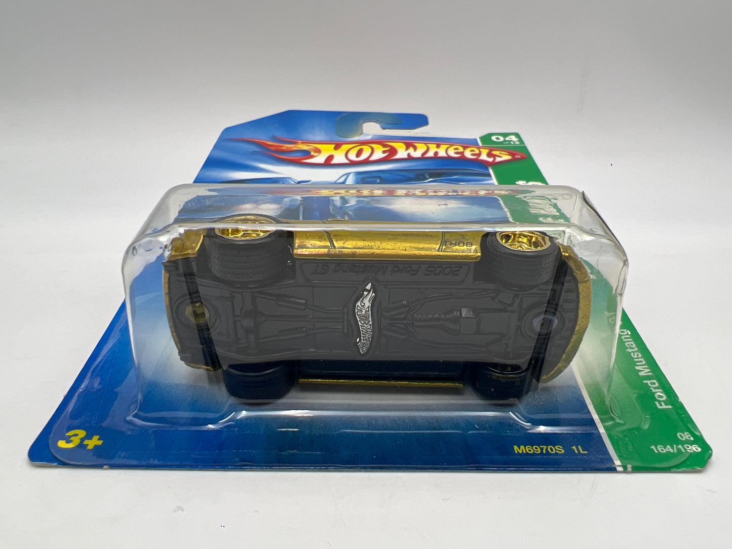 2008 Hot Wheels Super Treasure Hunt #164 Ford Mustang GT Gold W/Protector Cracked Blister