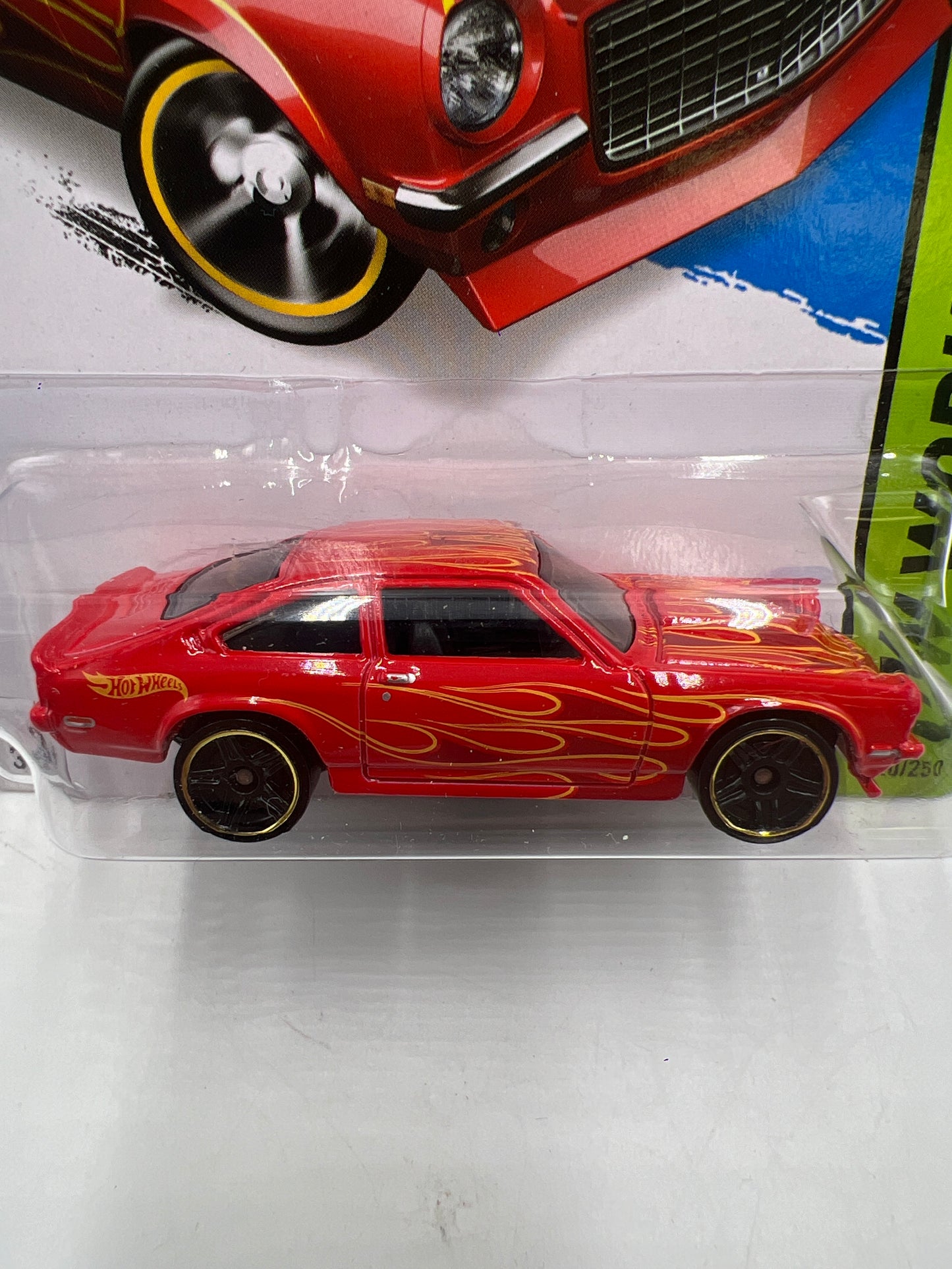 2014 Hot Wheels Workshop #220 Custom V8 Vega Red Vein Top Back 6H