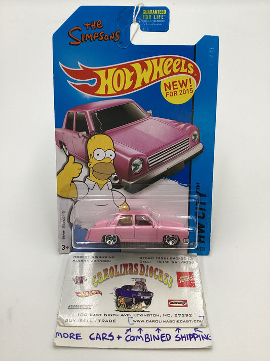 2015 Hot wheels HW City #56 The Simpsons Family Car Pink 122A