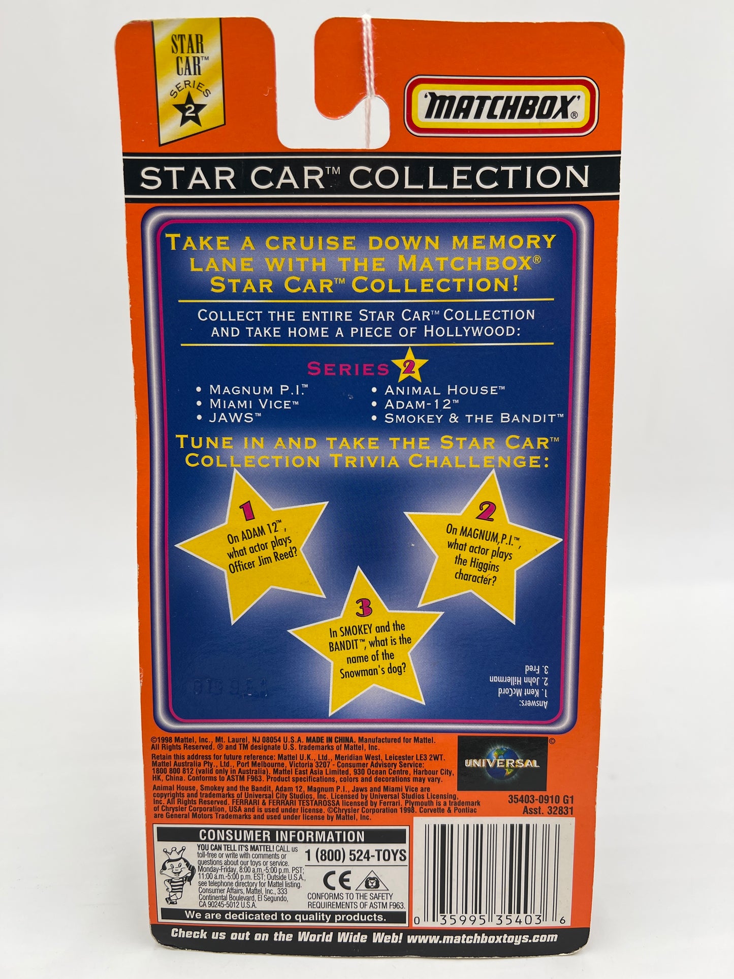 Matchbox Star Car Collection Adam-12 Grand Fury Police Car