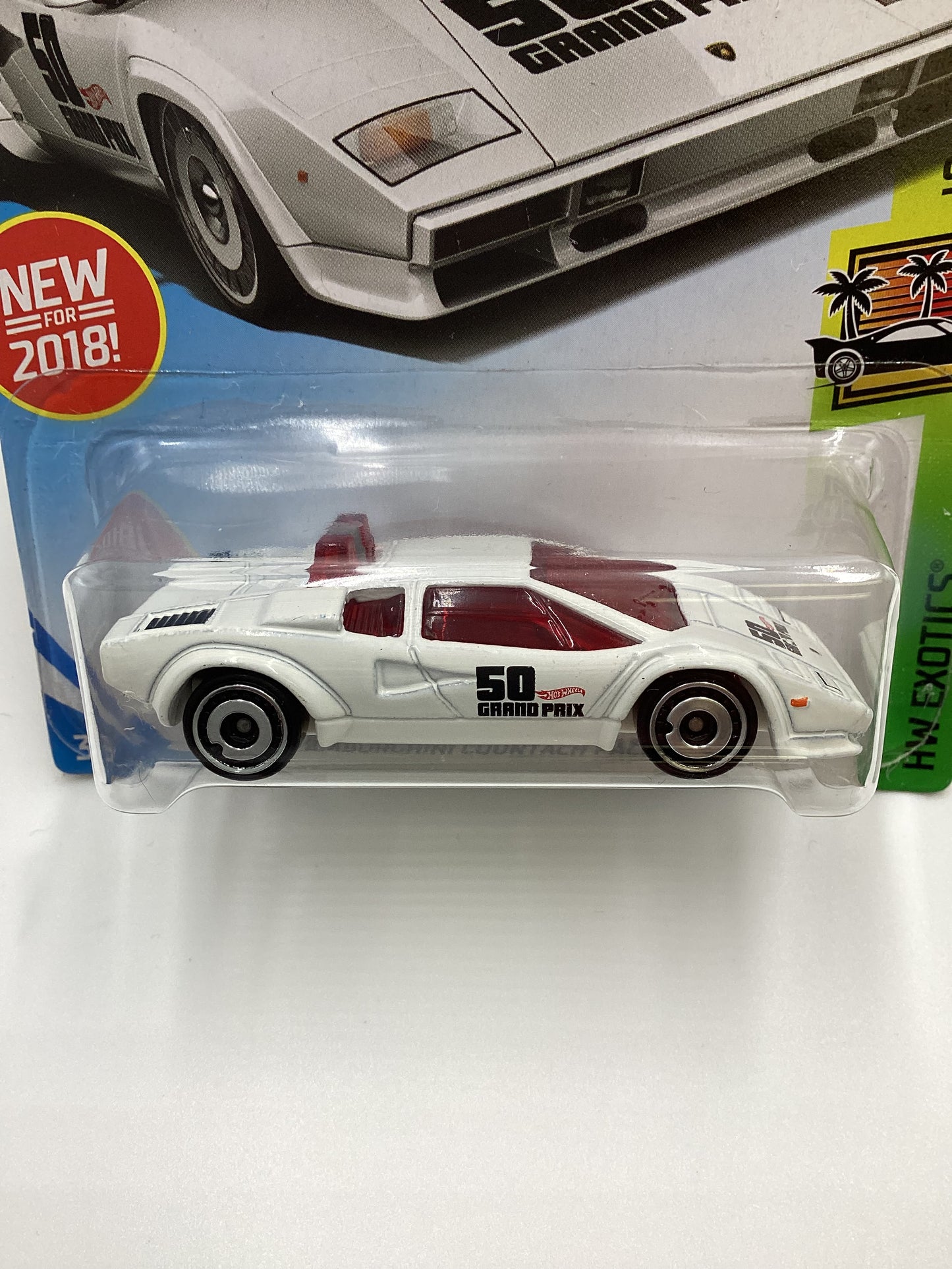 2018 Hot Wheels #316 Lamborghini Countach Pace Car White 102C