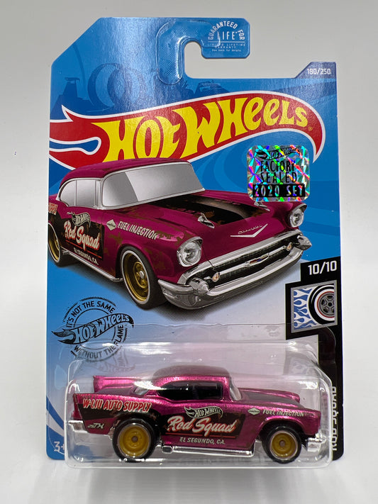 2021 Hot Wheels Super Treasure Hunt Factory Sealed #180 57 Chevy Pink W/Protector Cracked Blister