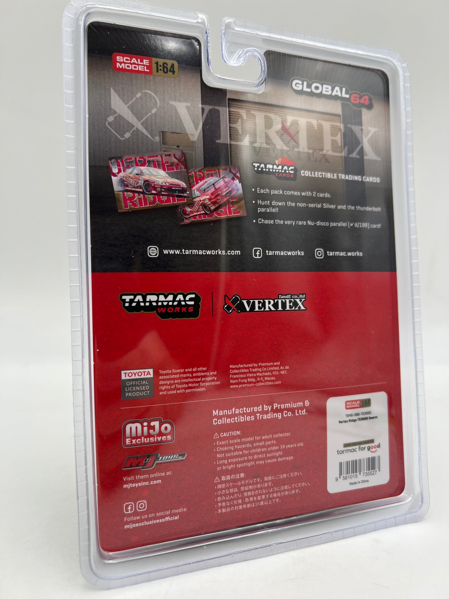 Tarmac Works Mijo Exclusives #80 VERTEX Ridge TE3005 Soarer Red W/Trading Cards