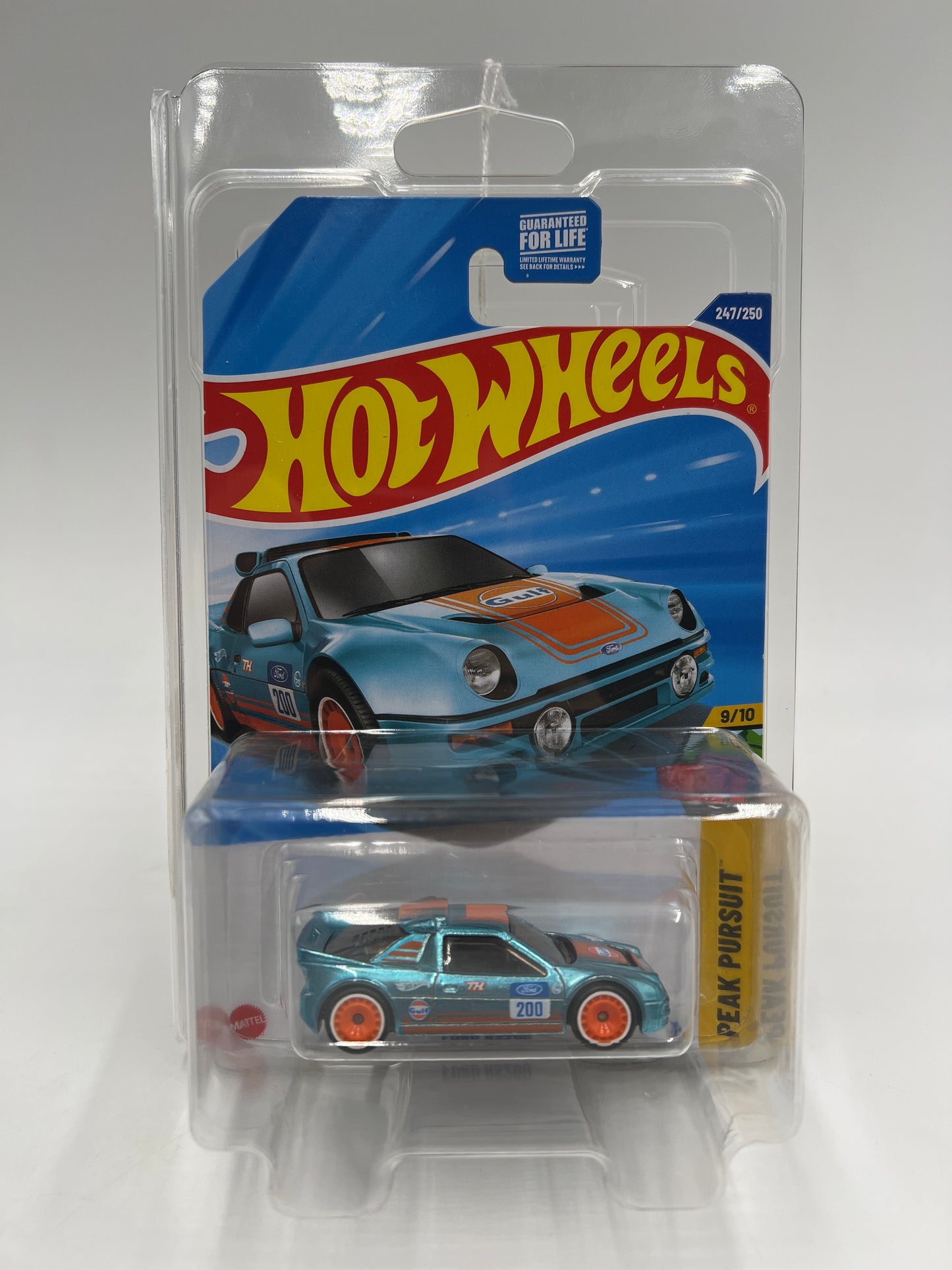 2025 Hot Wheels Super Treasure Hunt #247 Ford RS200 Gulf Blue W/Protector