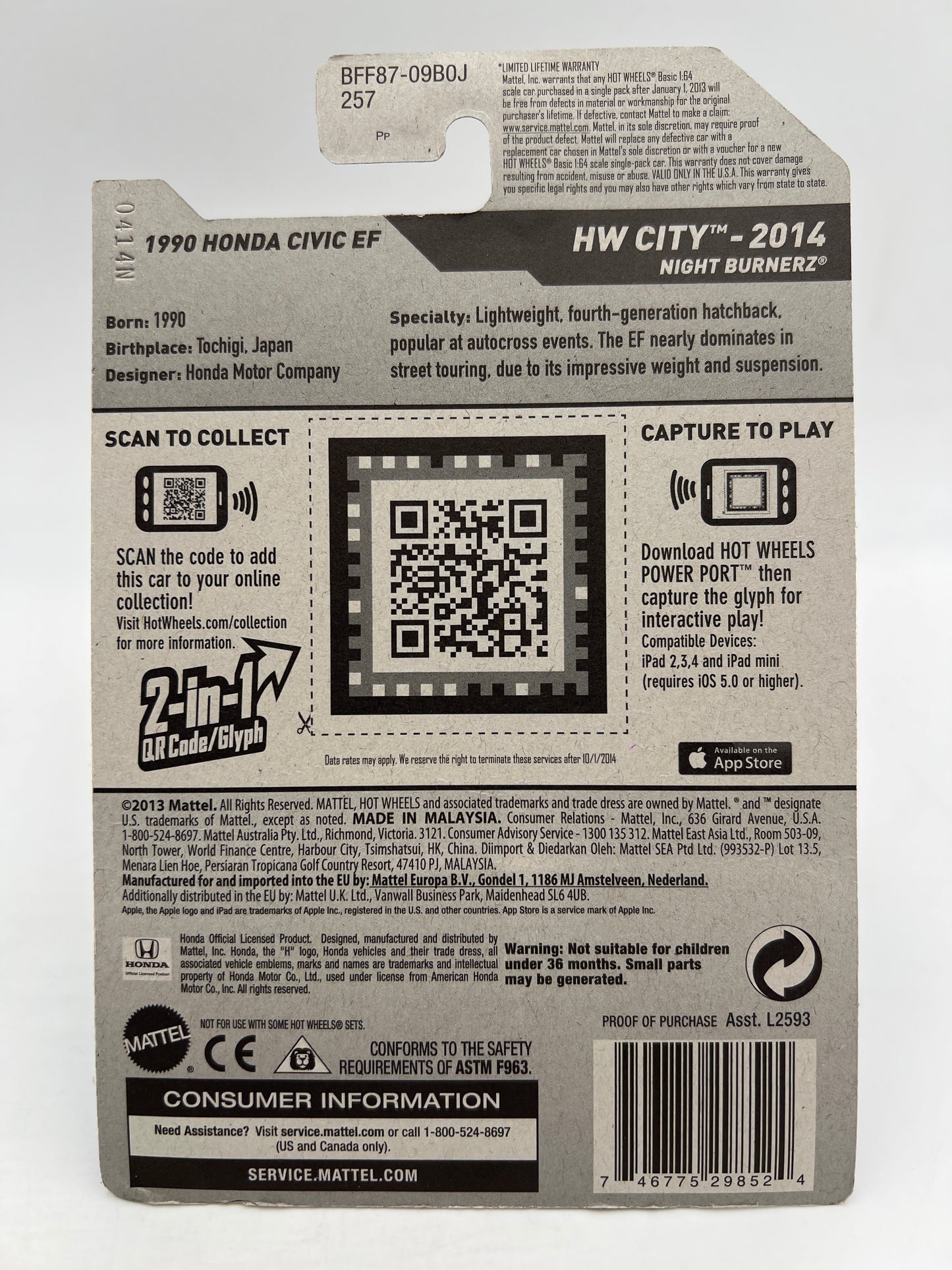 2014 Hot Wheels City #30 1990 Honda Civic EF Teal Blue W/Protector