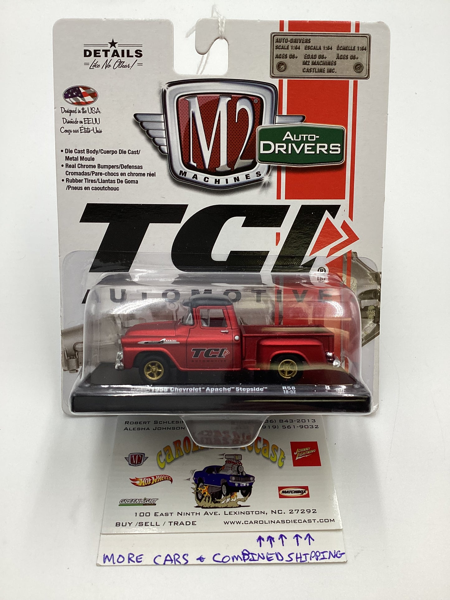 M2 Machines Auto Drivers TCI Automotive 1958 Chevrolet Apache Stepside Red R58 192G
