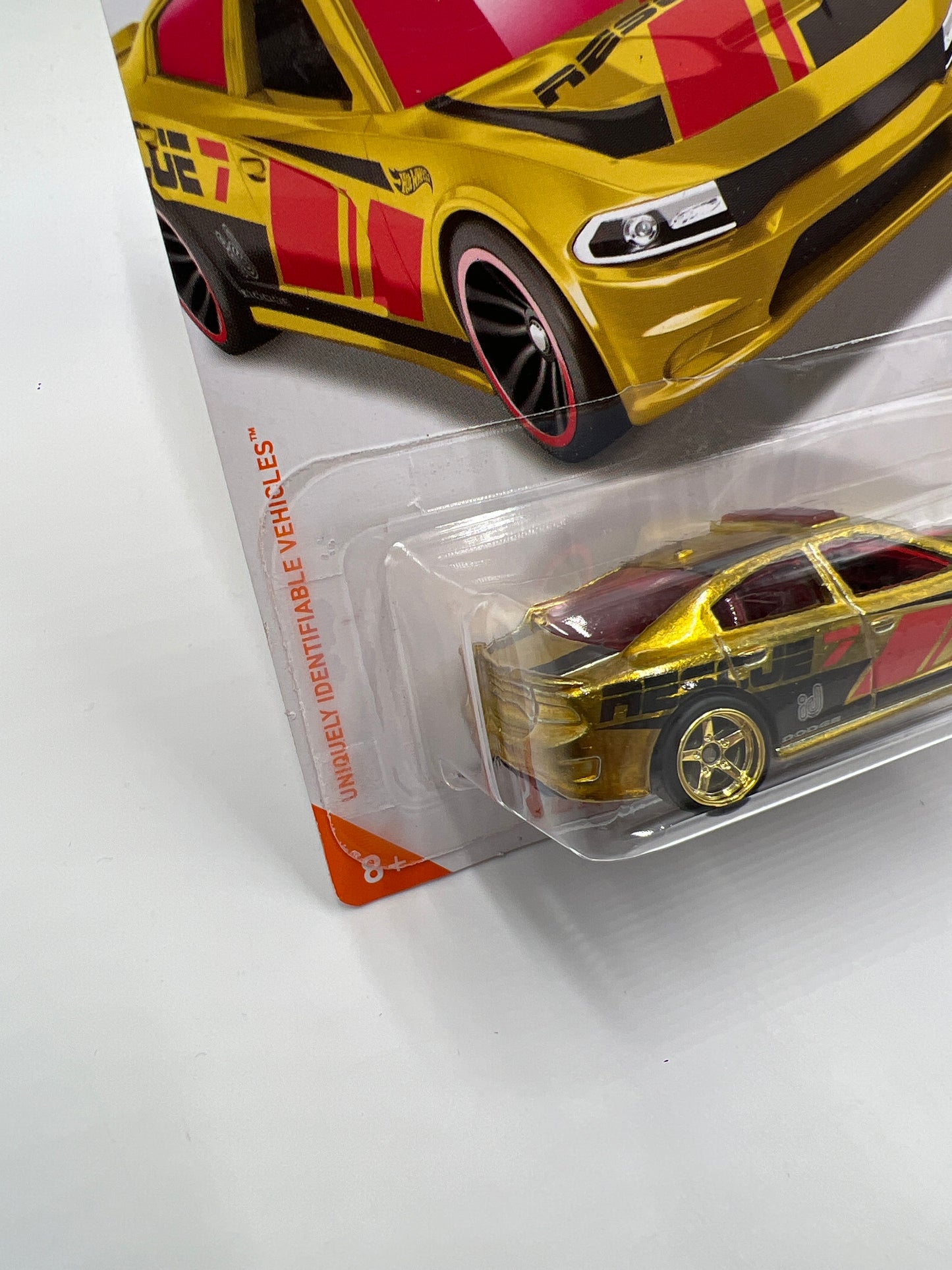 Hot Wheels 15 Dodge Charger SRT iD Chase Gold Wheel Swap Custom On Card W/Protector SR