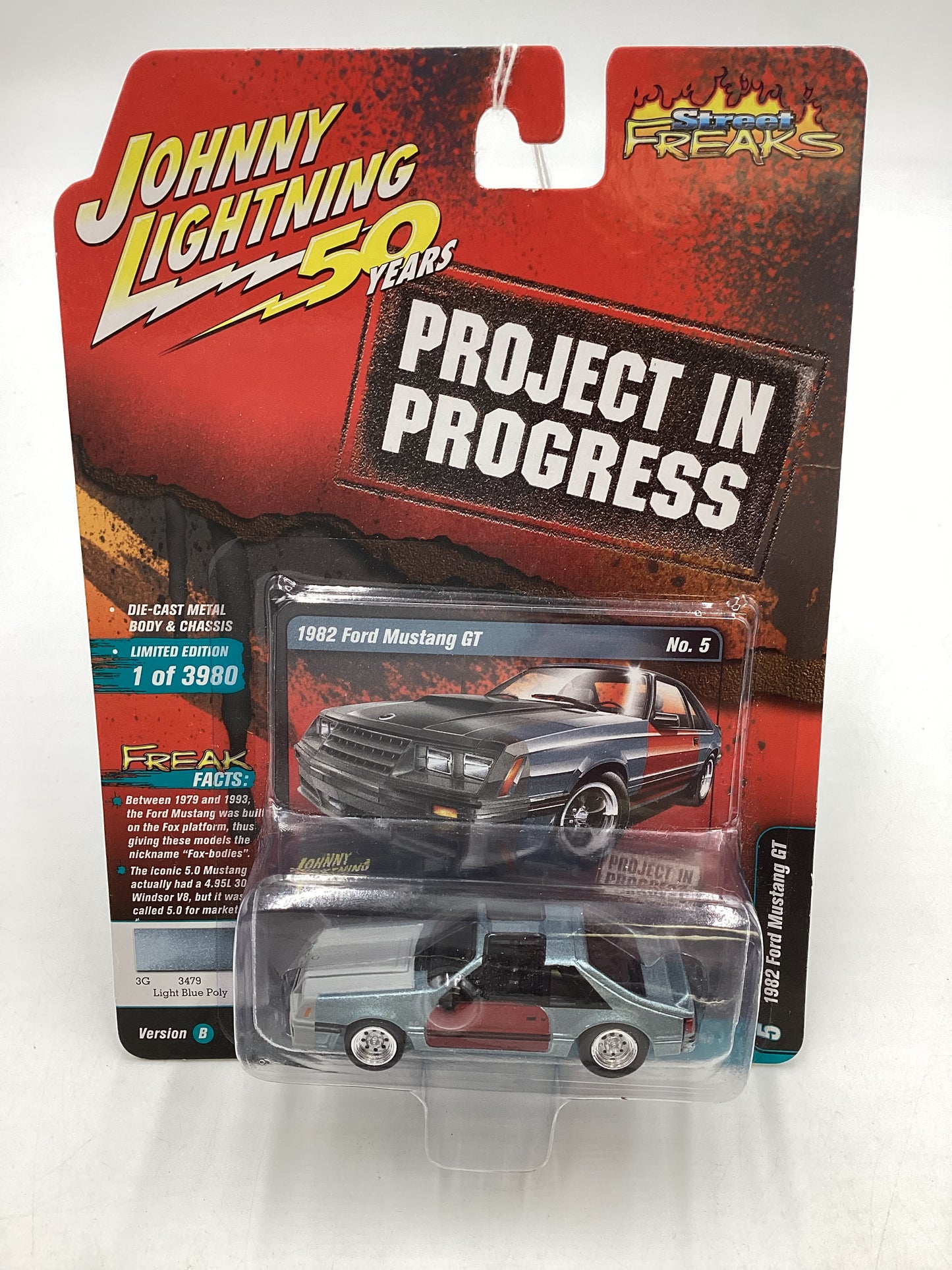 Johnny Lightning Street Freaks Project in Progress 1982 Ford Mustang GT #5 Version B 218B