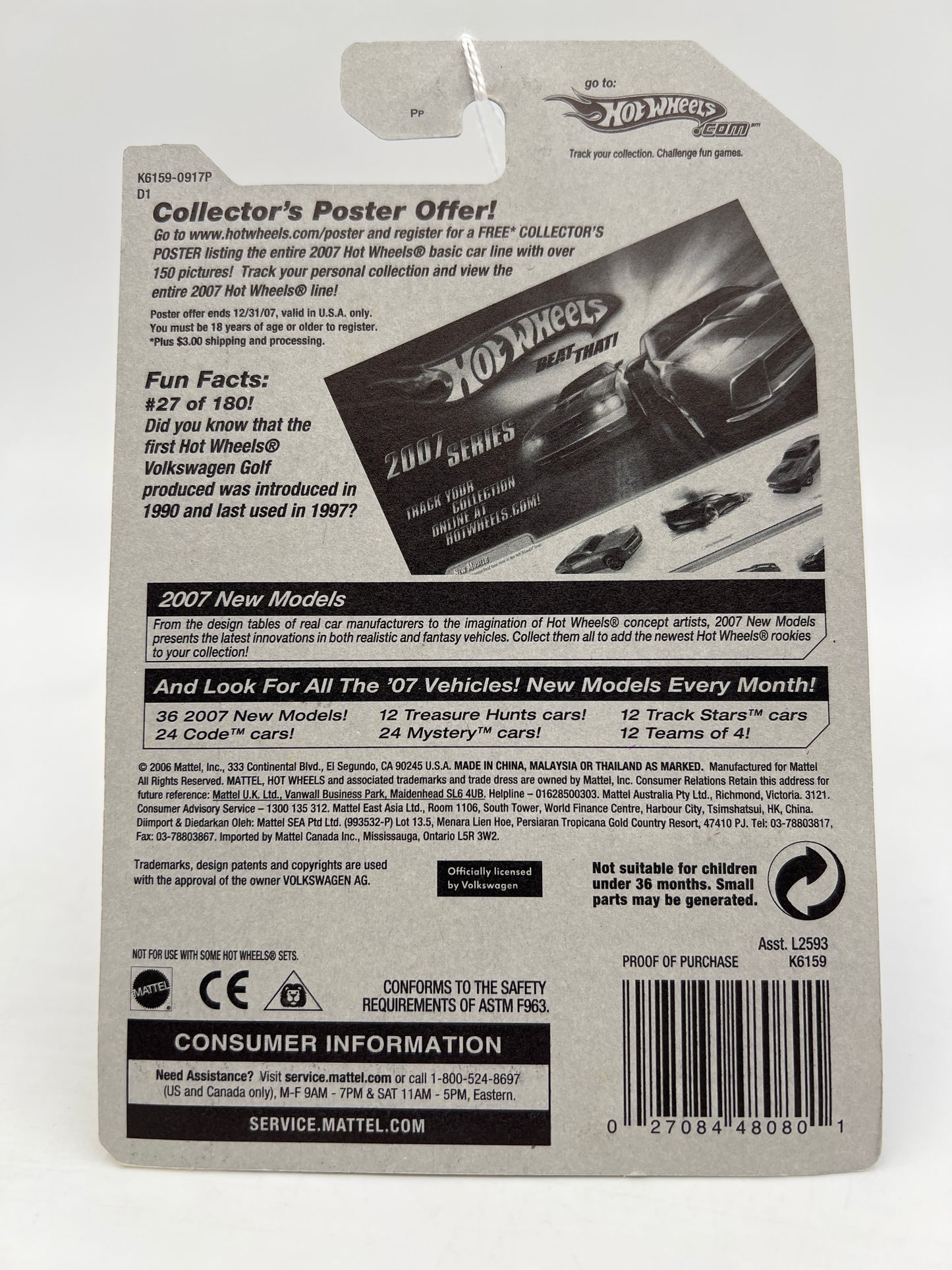 2007 Hot Wheels New Models #27 Volkswagen Golf GTI Blue 96B