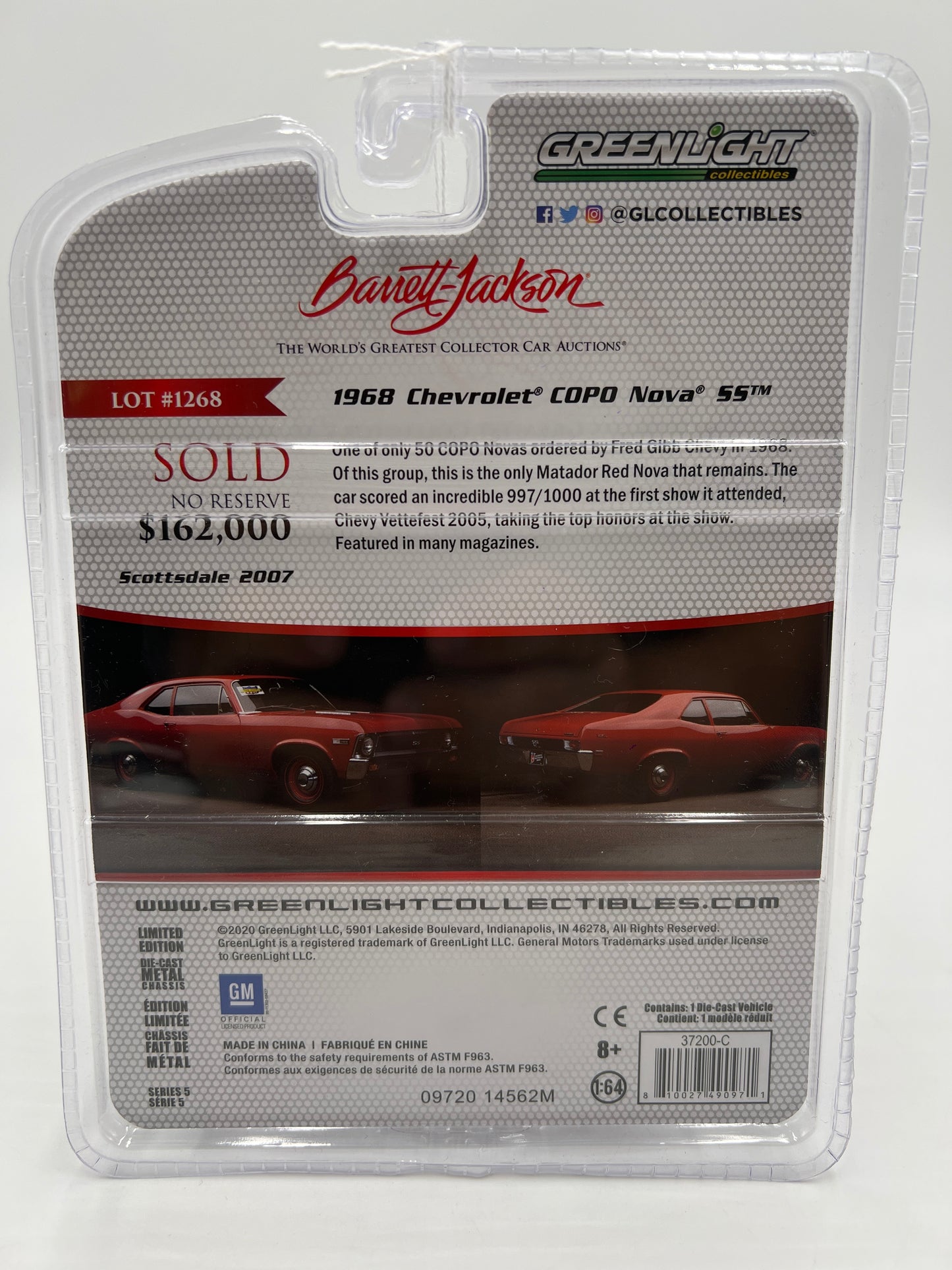 Greenlight Barrett-Jackson 1968 Chevrolet COPO Nova SS Red 178F