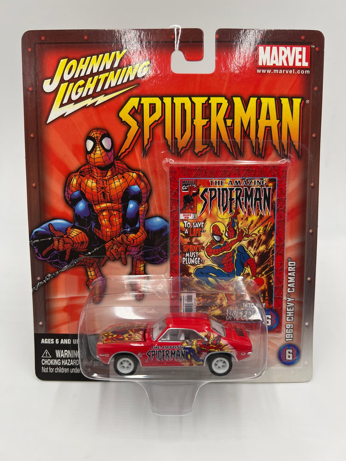 Johnny Lightning White Lightning Chase Marvel Spider-Man #6 1969 Chevy Camaro Red