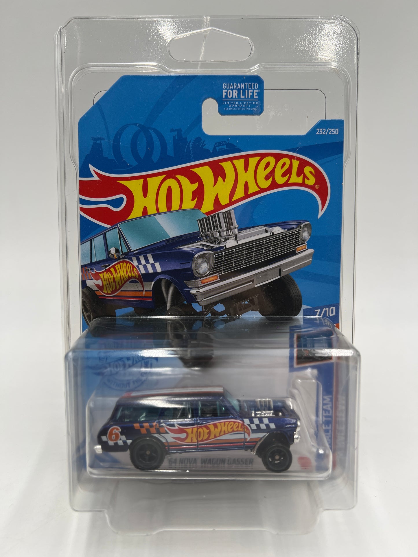 2021 Hot Wheels Super Treasure Hunt #232 64 Nova Wagon Gasser Blue W/Protector