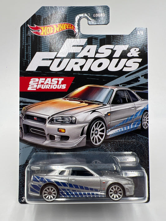 Hot Wheels Fast and Furious #3 Nissan Skyline GT-R BNR34 Silver W/Protector