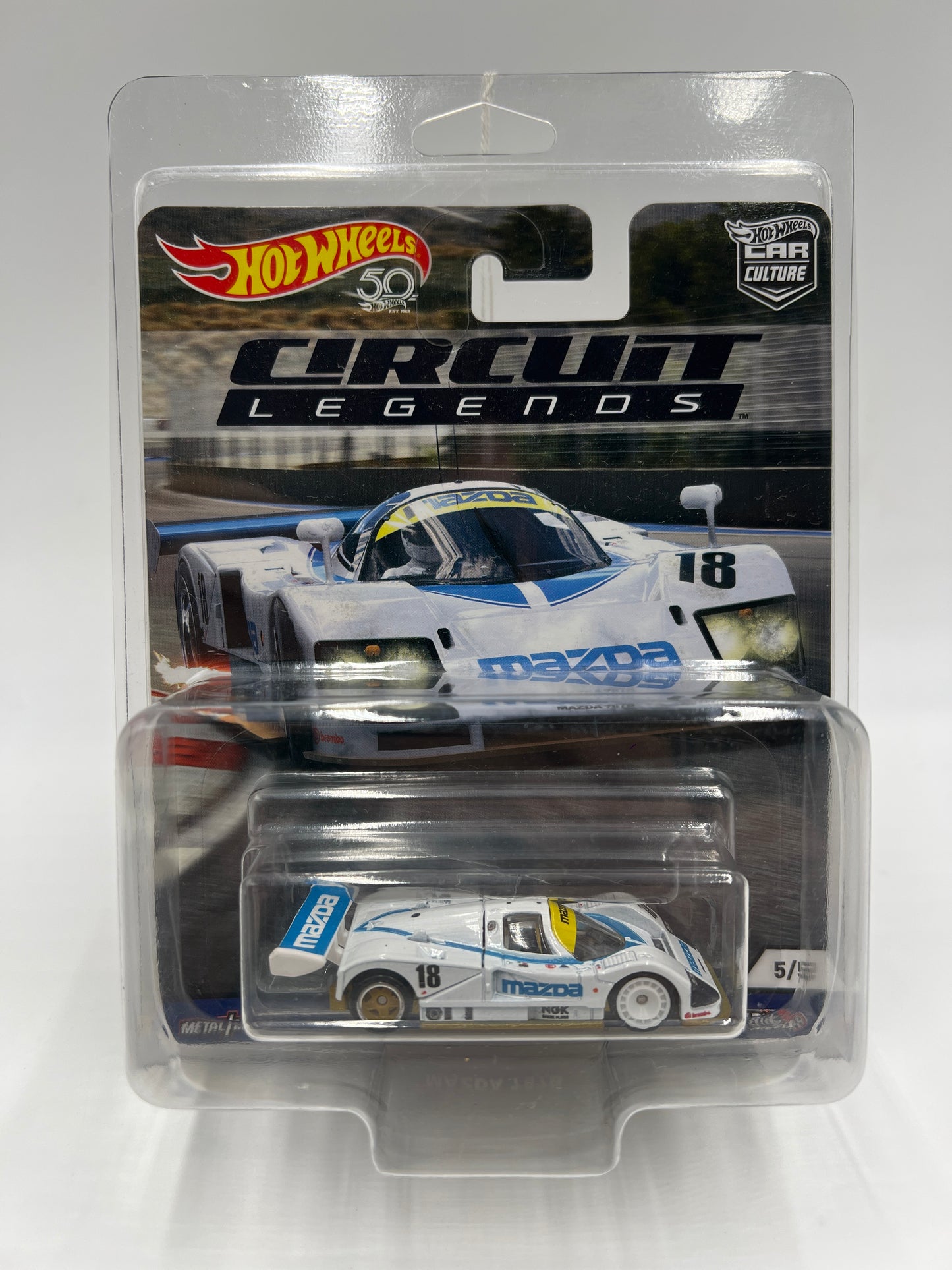 2018 Hot Wheels Car Culture Premium Circuit Legends #5 Mazda 787B White W/Protector