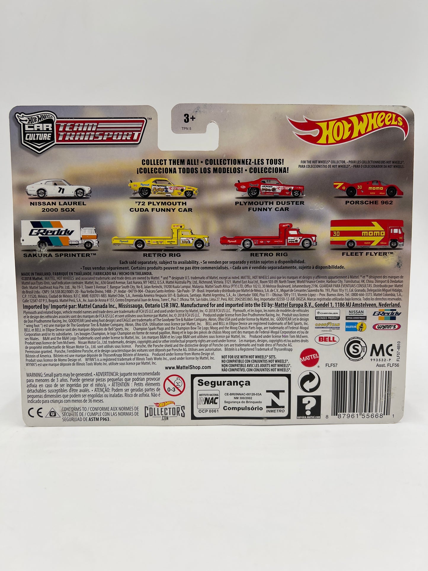 Hot Wheels Car Culture Team Transport #4 72 Plymouth Cuda Funny Car Snake & Retro Rig W/Protector Cracked Blister