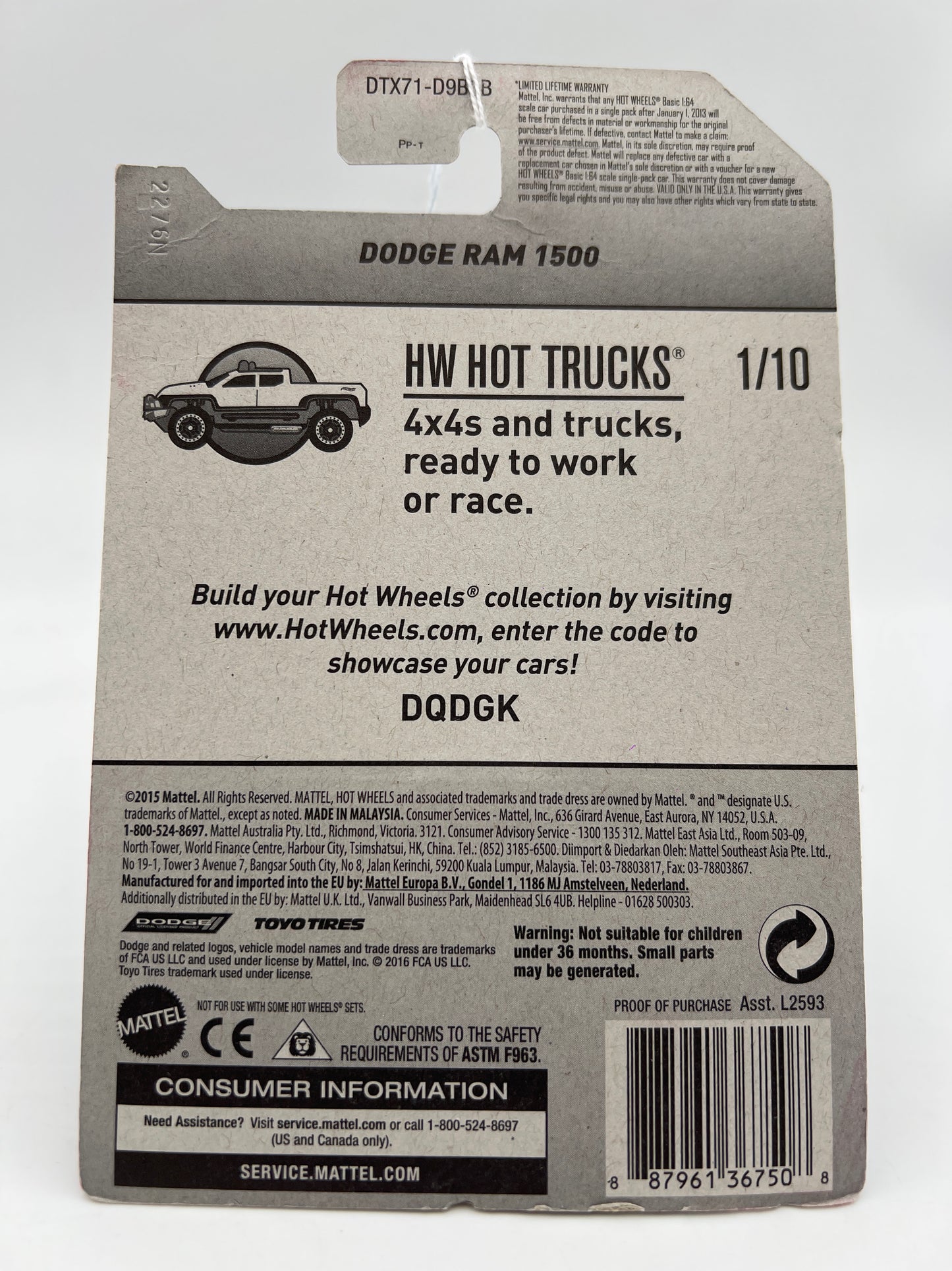 2017 Hot Wheels Hot Trucks #33 Dodge Ram 1500 Gray 38D