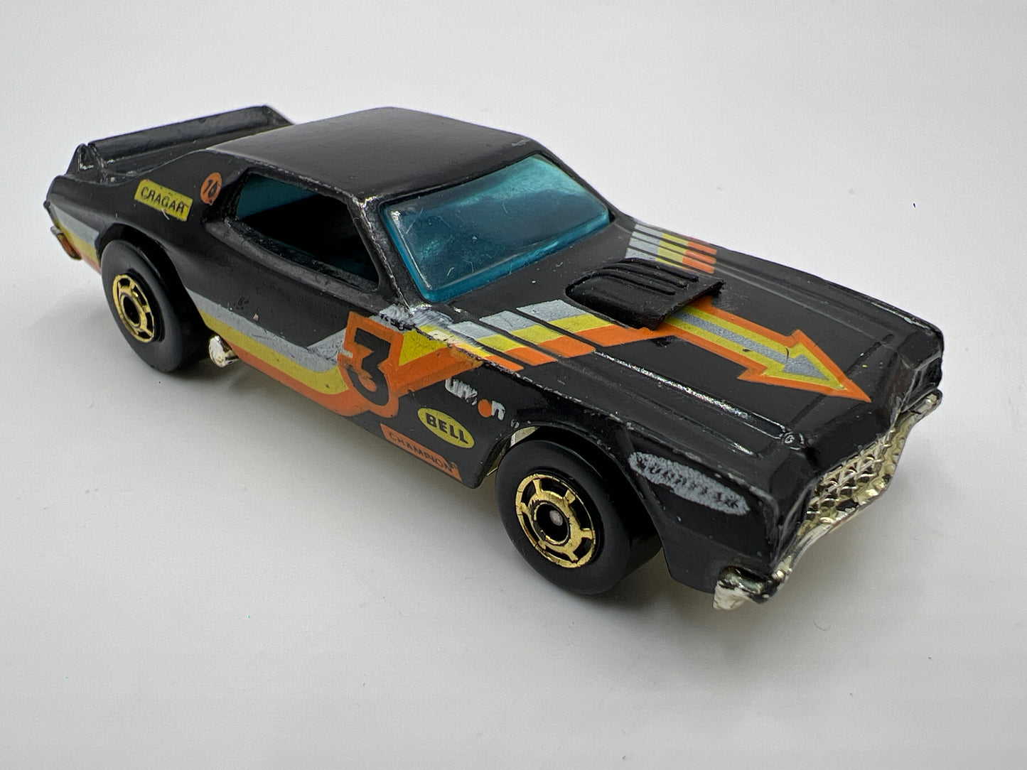 Hot Wheels 1/64 Flying Colors Ford Torino Stocker (HO Gold Wheels) Black HTF Loose