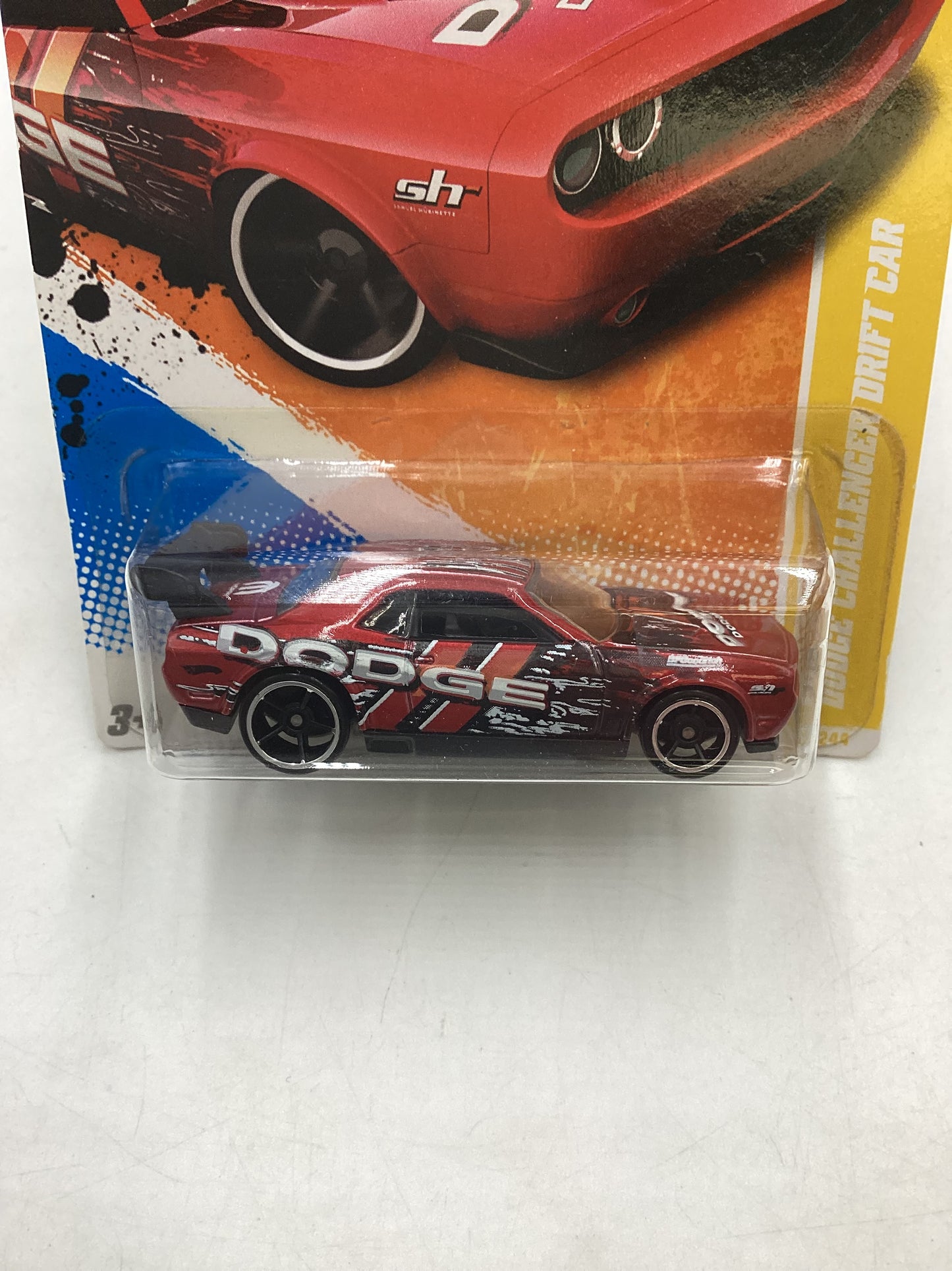 2011 Hot Wheels #6 Dodge Challenger Drift Car Red 42C