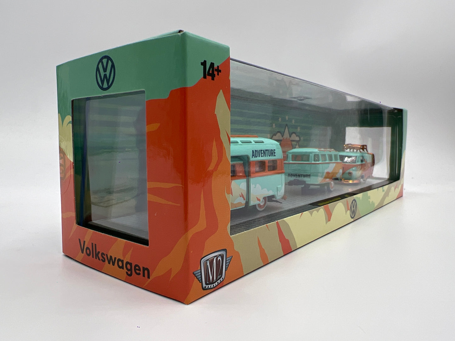 2025 M2 Machines Auto Haulers CHASE 1959 VW Double Cab Truck USA Model & 1960 VW Delivery Van & Trailer R85