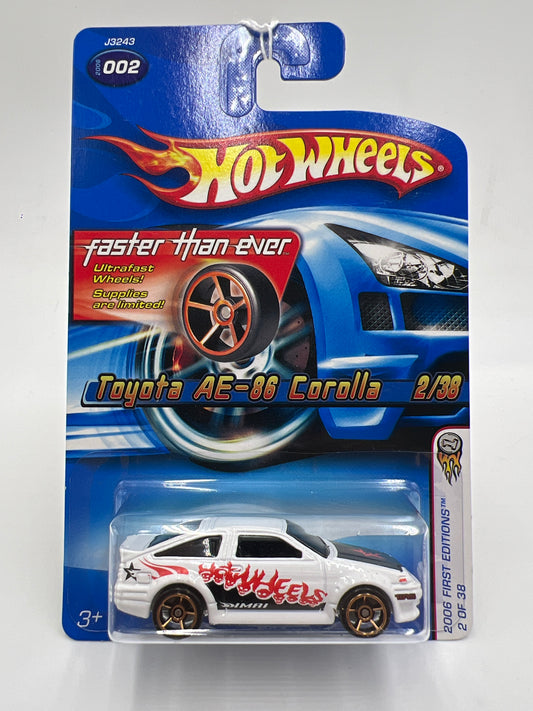 2006 Hot Wheels First Editions #2 Faster Than Ever Toyota AE-86 Corolla White FTE 80A