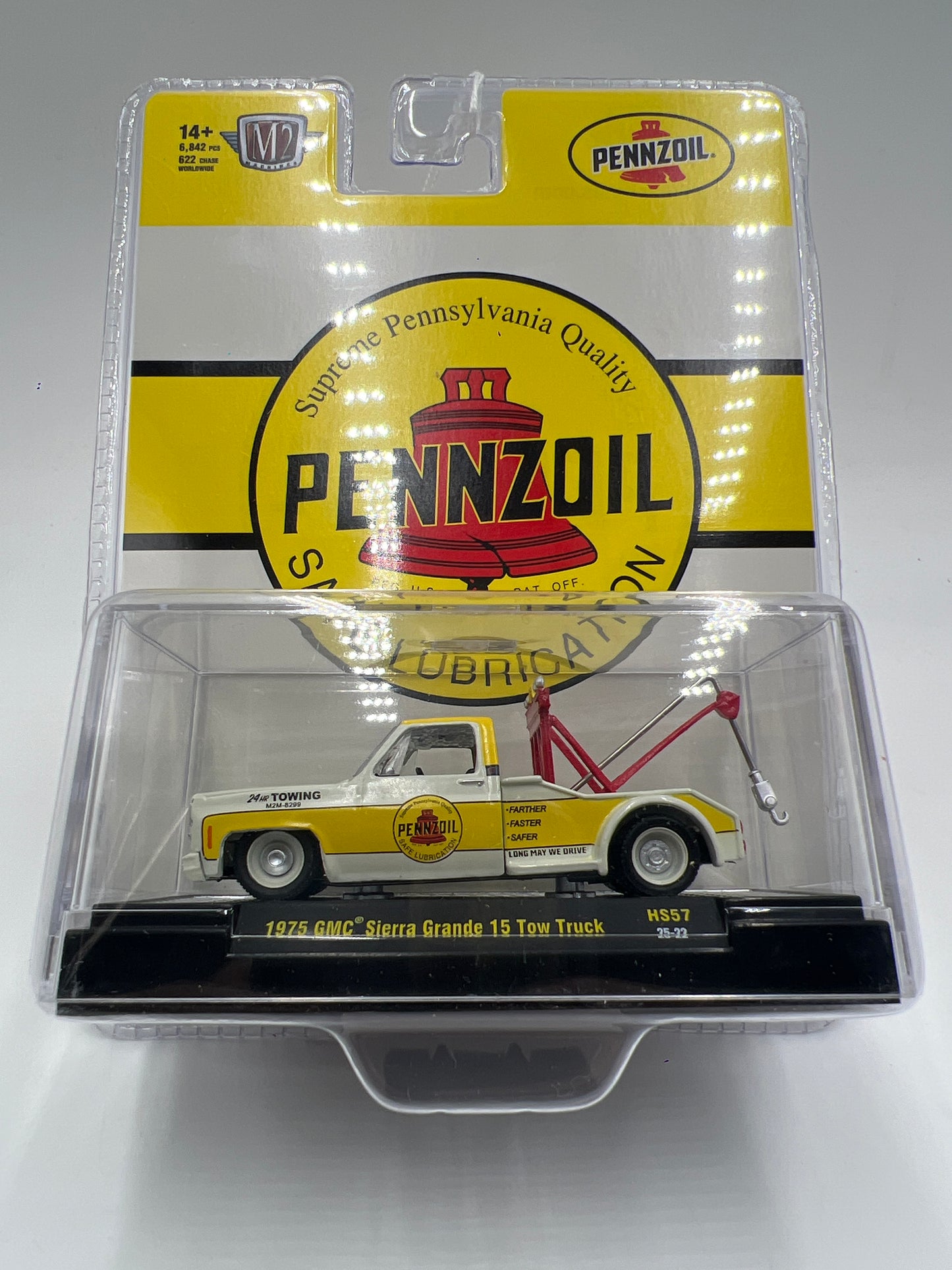 2025 M2 Machines Hobby Exclusive Pennzoil 1975 GMC Sierra Grande 15 Tow Truck HS57 198A
