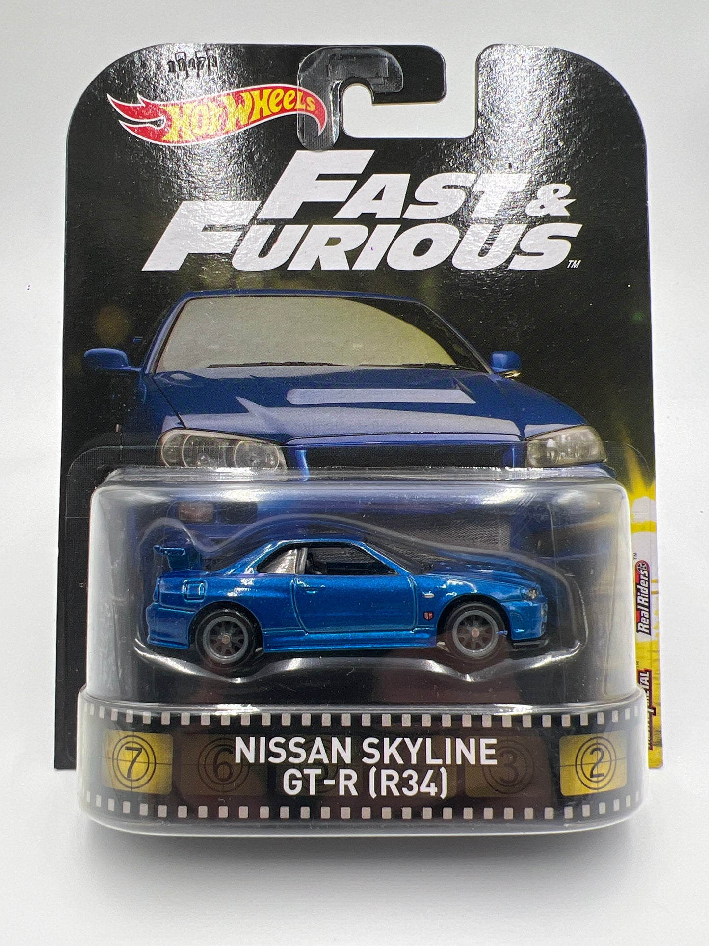 Hot Wheels Retro Entertainment Fast & Furious Nissan Skyline GT-R R34 Blue W/Protector