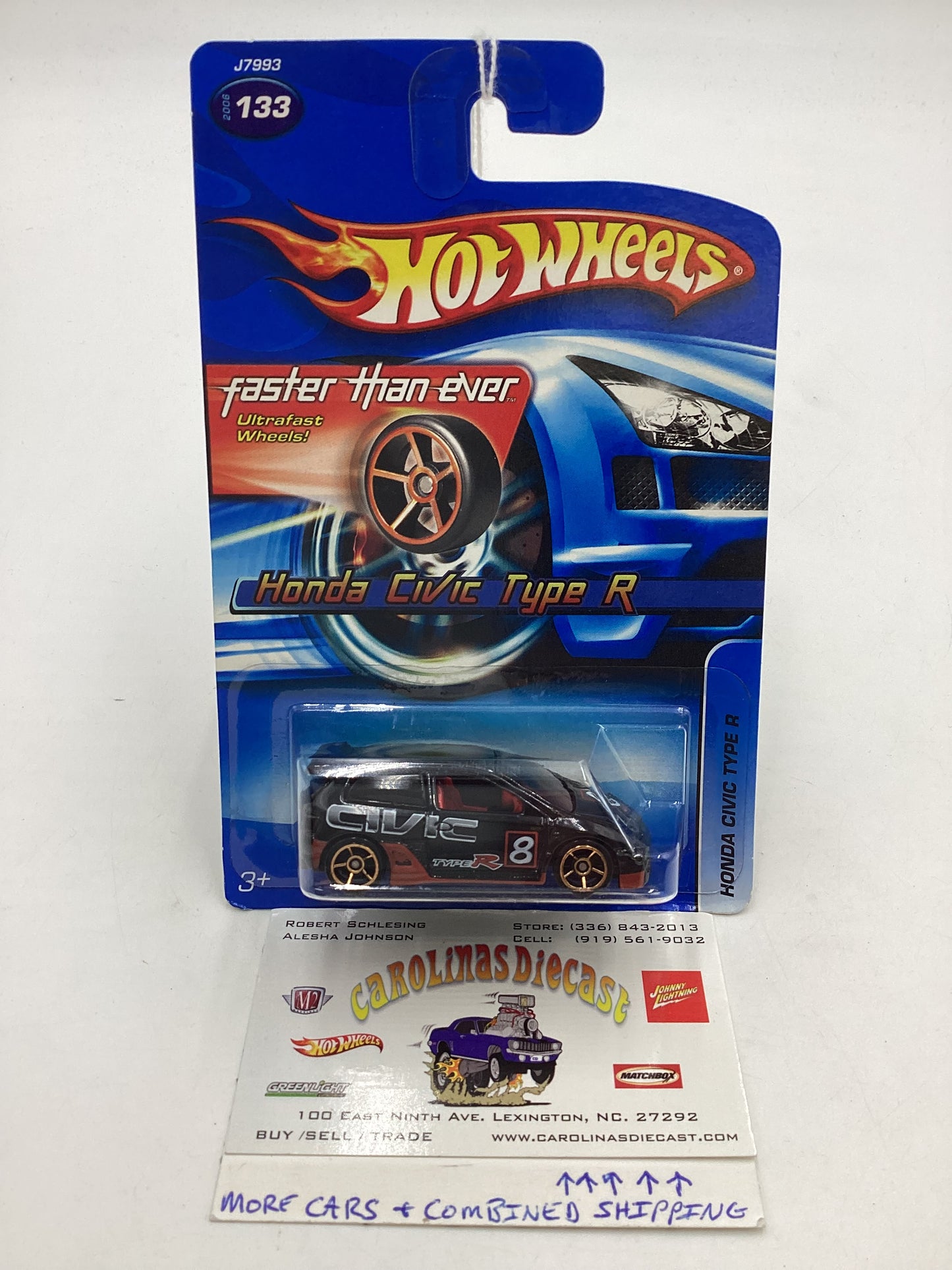 2006 Hot wheels Faster Than Ever #133 Honda Civic Type R Black 78A