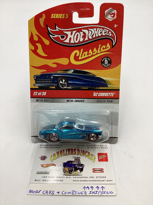 Hot wheels Classics Series 5 #22 62 Corvette Blue with protector