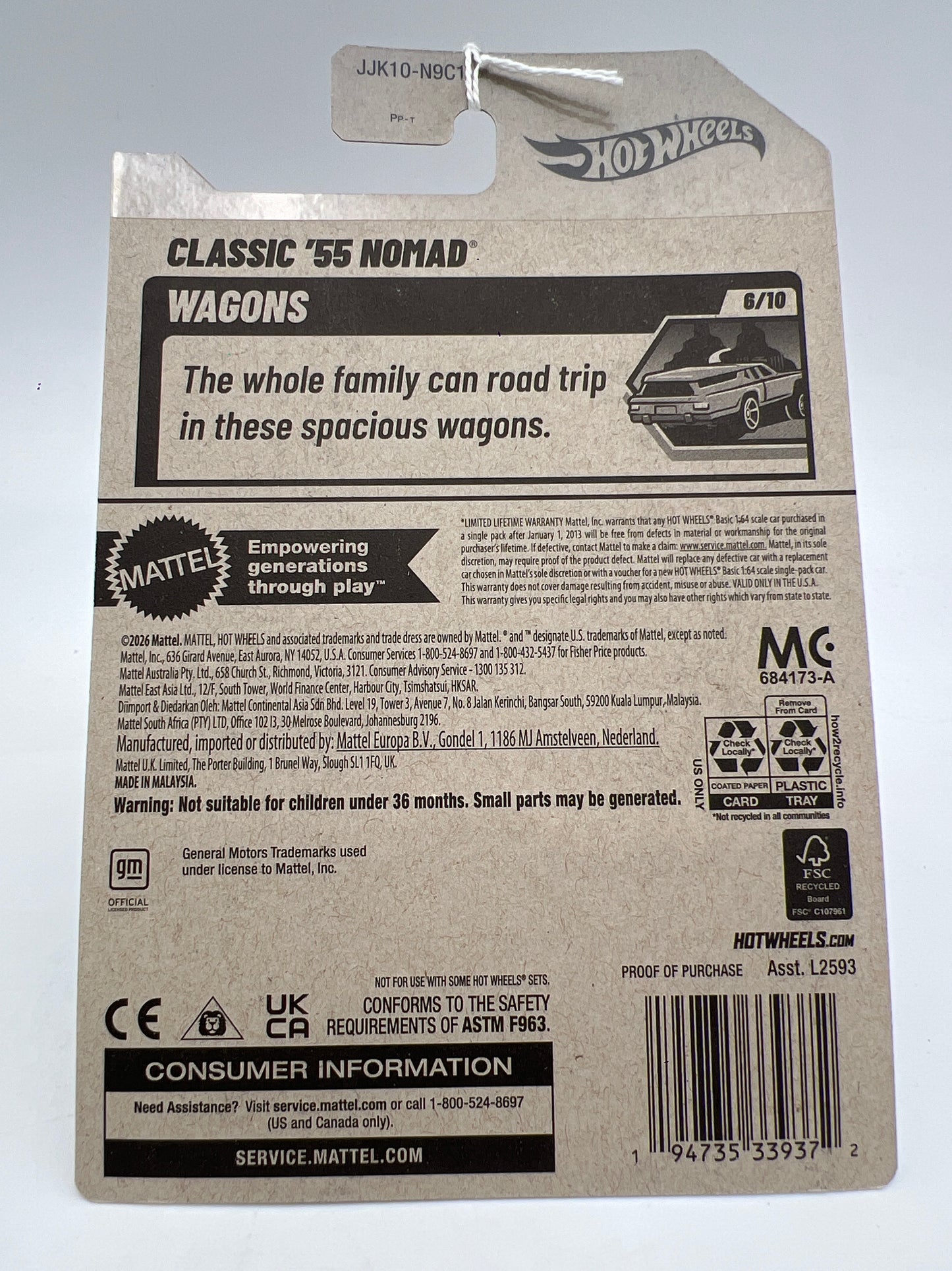 2026 Hot Wheels H Case #164 Classic 55 Nomad Black 17F