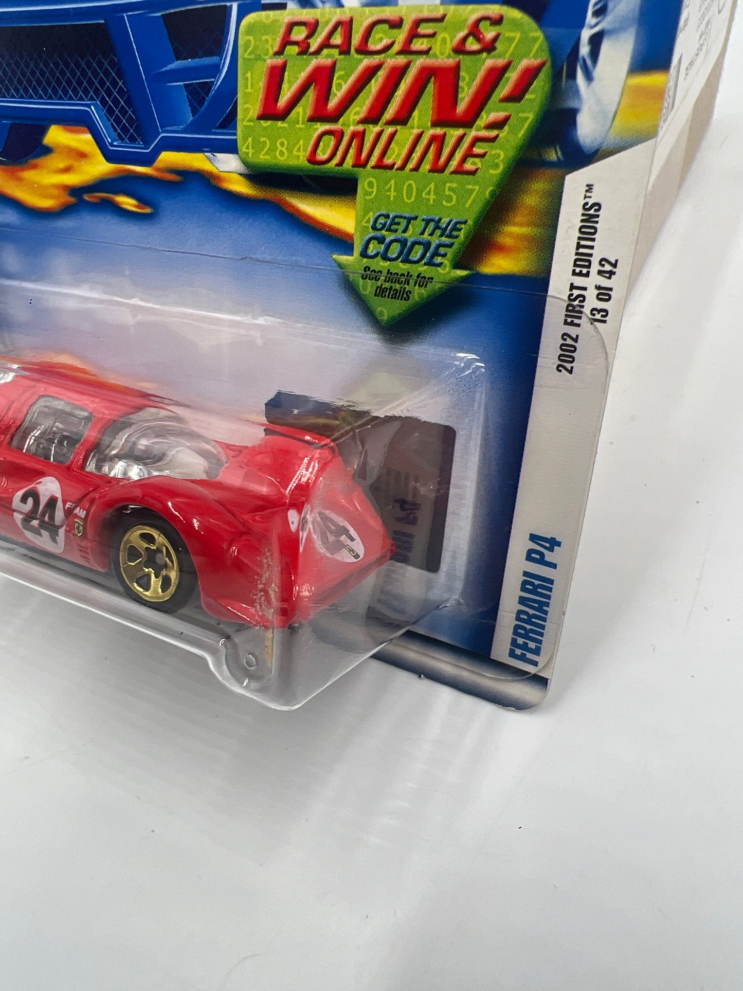 2002 Hot Wheels First Editions #025 Ferrari P4 Red *Card Stains Back*