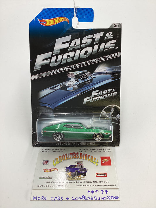 2014 Hot Wheels Fast & Furious #5 72 Ford Grand Torino Sport Green 74G