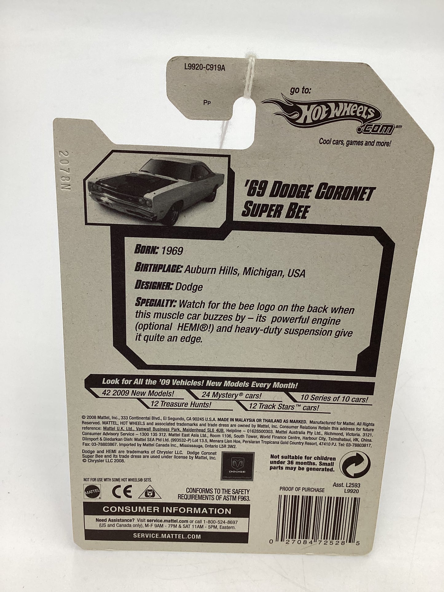 2008 Hot Wheels New Models #5 69 Dodge Coronet Super Bee Silver 54C