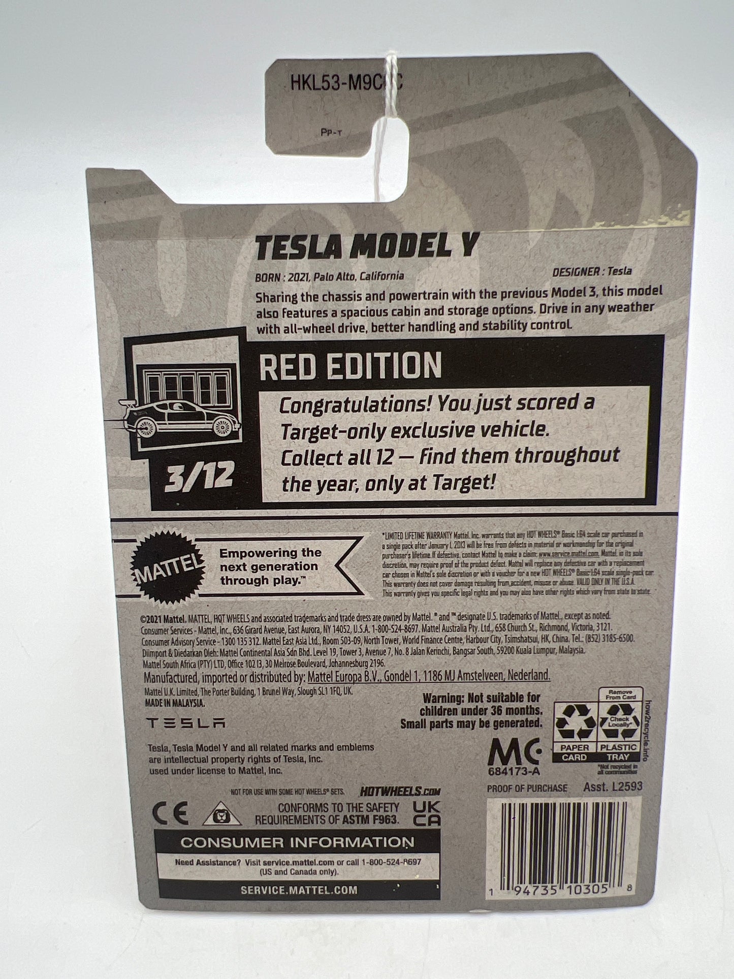 2023 Hot Wheels #37 Red Edition Tesla Model Y 150B