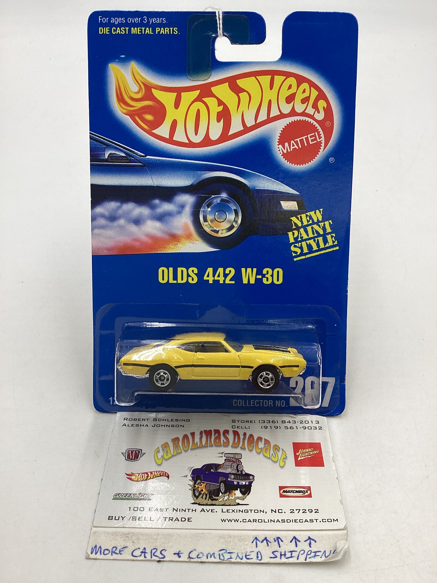 Hot Wheels Blue Card Collector No. 267 Olds 442 W-30 Yellow BW Wheels 239G