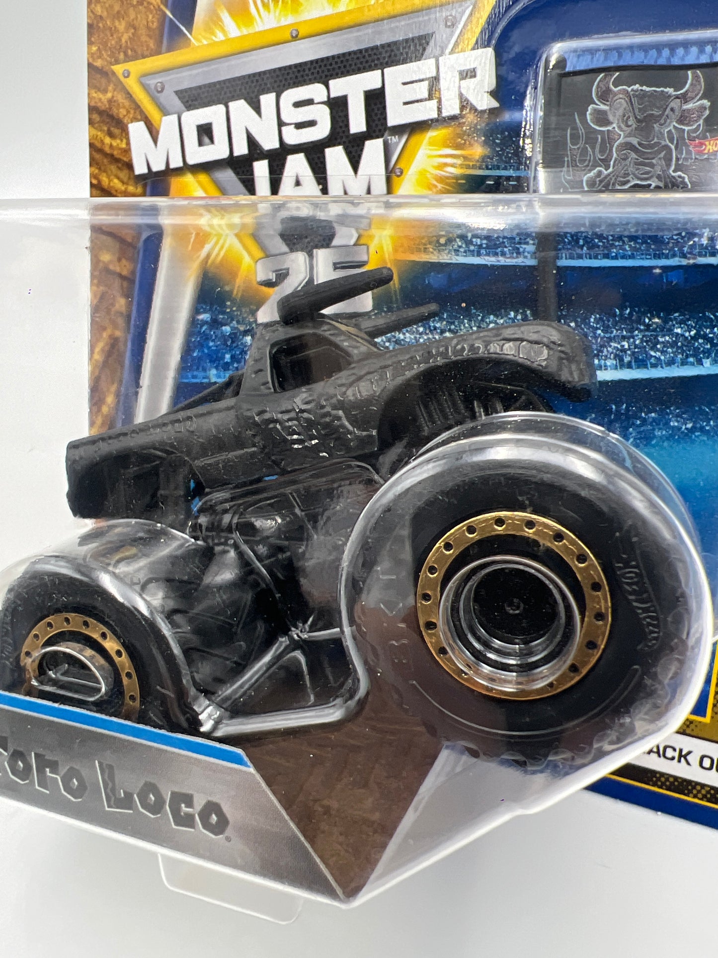 Hot Wheels Monster Jam 25th Anniversary CHASE Black Out El Toro Loco W/Team Flag