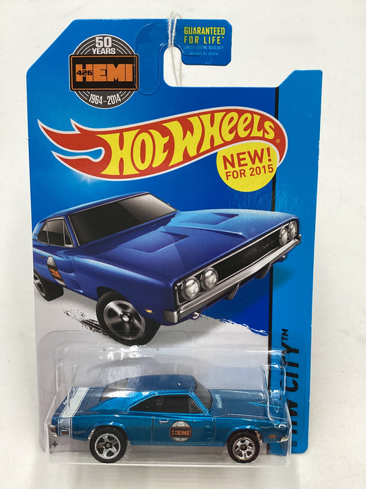 2015 Hot wheels HW City #19 69 Dodge Charger 500 Blue 56C