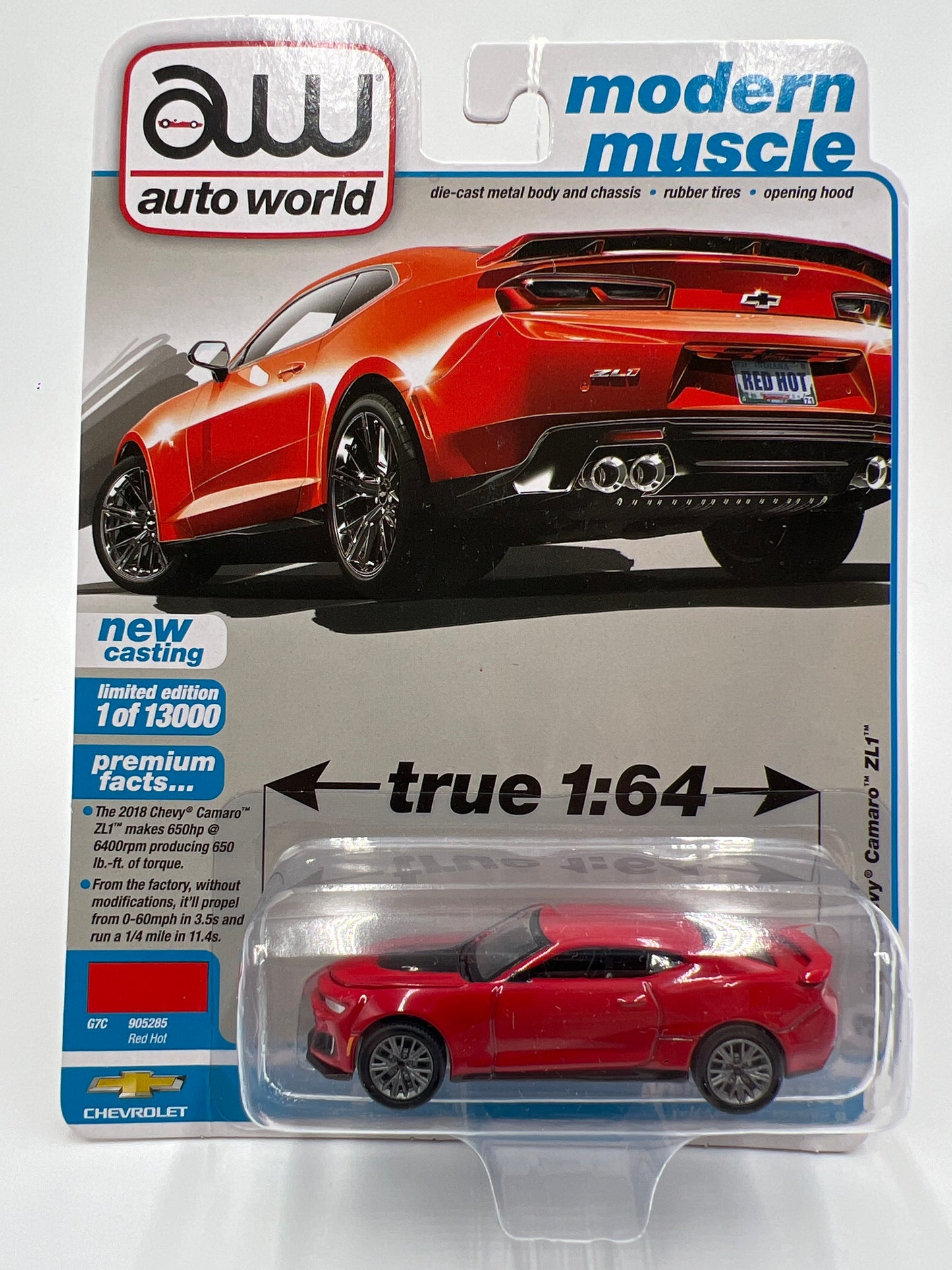 Auto World Modern Muscle Release 1 Version B 2018 Chevy Camaro ZL1 Red Hot Red 183E