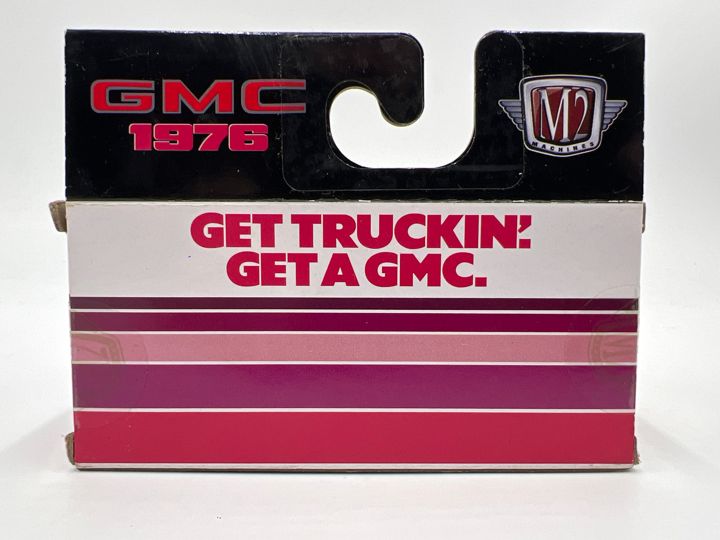 M2 Machines OReillys Exclusive 1976 GMC Sierra Grande 15 White/Pink W/Protector Bad Box S123