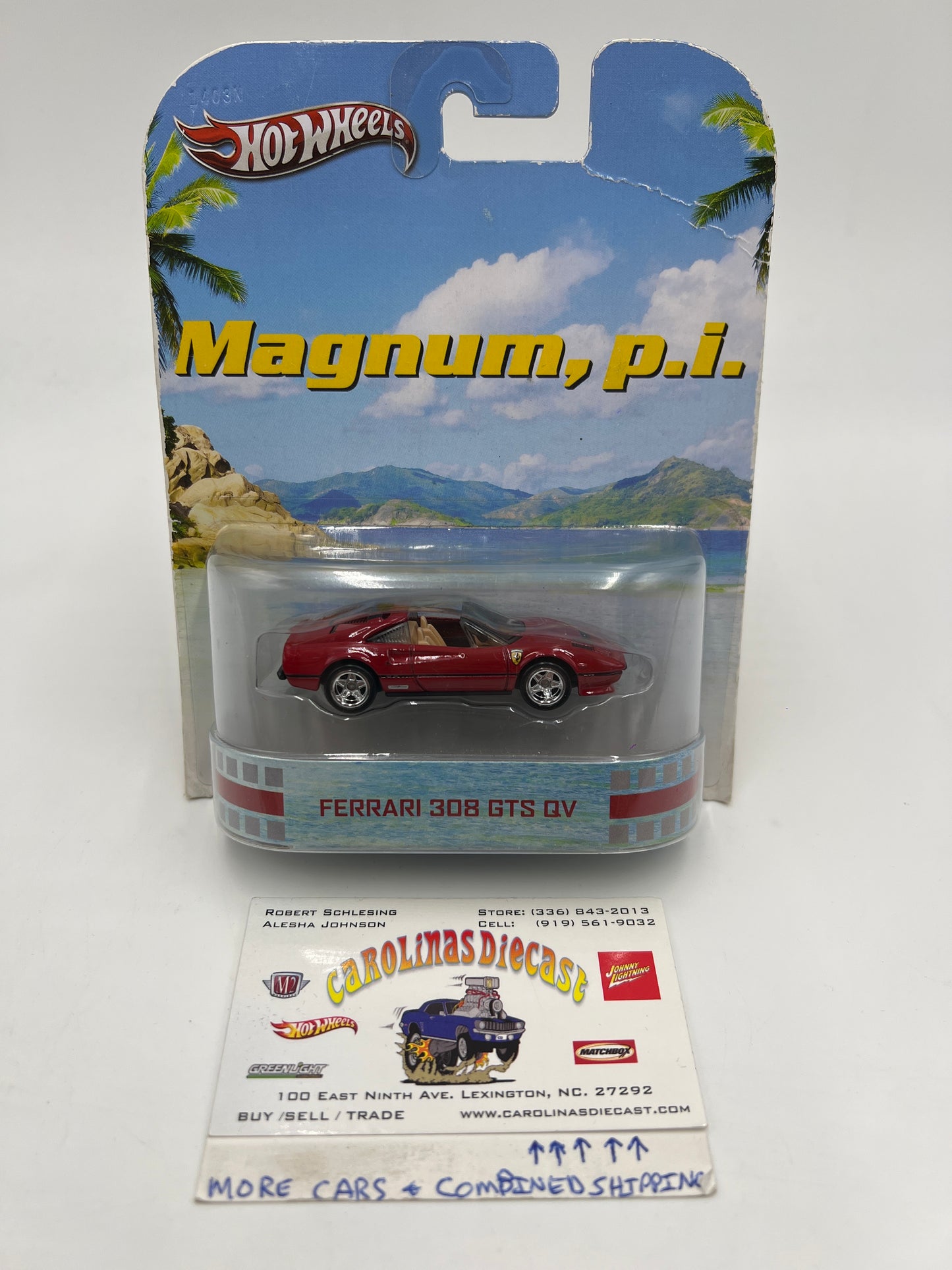 Hot Wheels Retro Entertainment Magnum PI Ferrari 308 GTS QV Red W/Protector Bad Card
