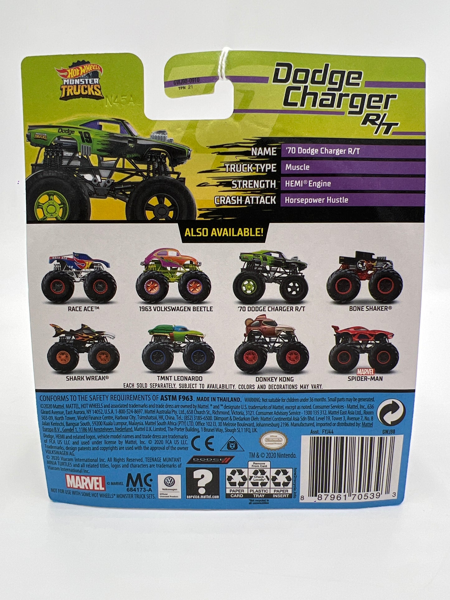 Hot Wheels Monster Trucks Twisted Tredz #17 Dodge Charger R/T 131D