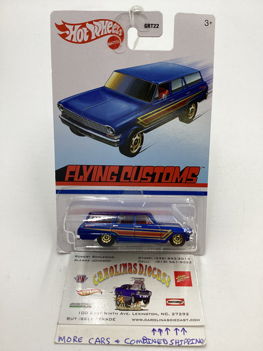 Hot Wheels Target Exclusive Flying Customs 64 Chevy Nova Wagon Blue