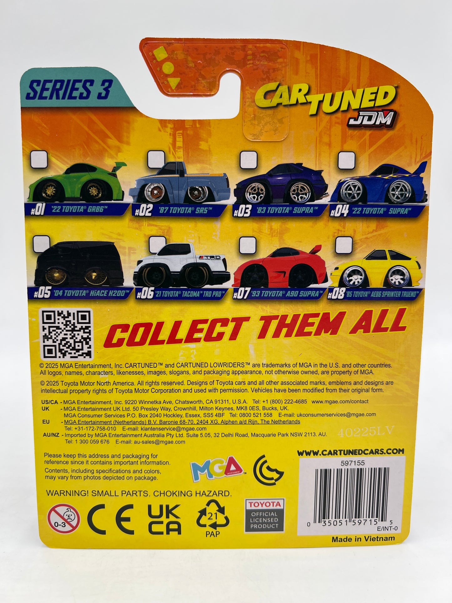 2025 MGA Car Tuned JDM Series 3 #6 21 Toyota Tacoma TRD Pro White