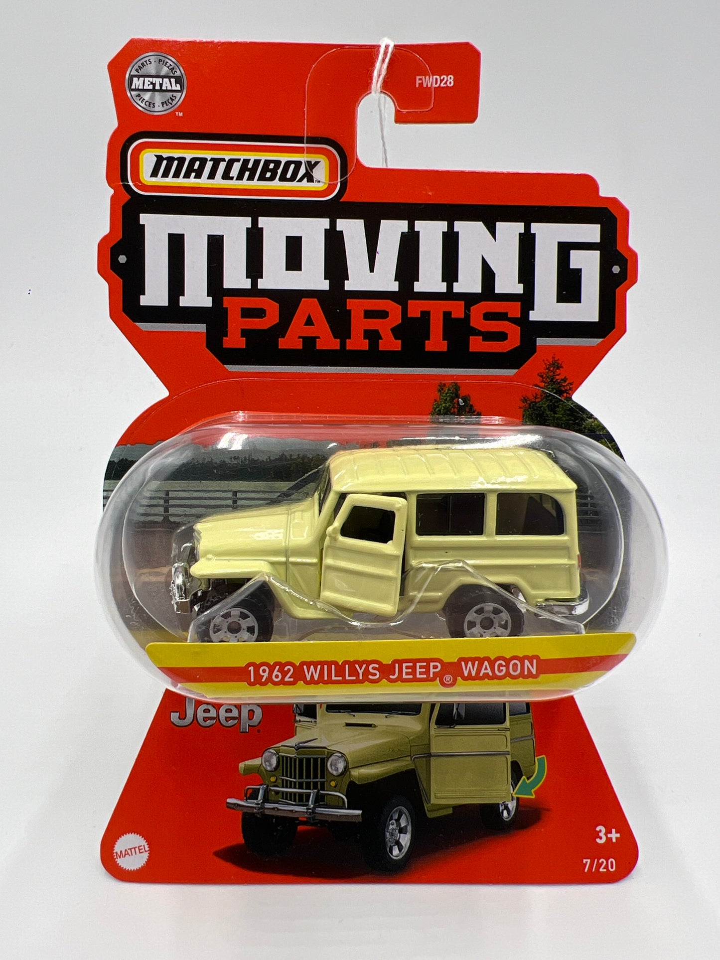 Matchbox Moving Parts #7 1962 Willys Jeep Wagon Yellow 162B