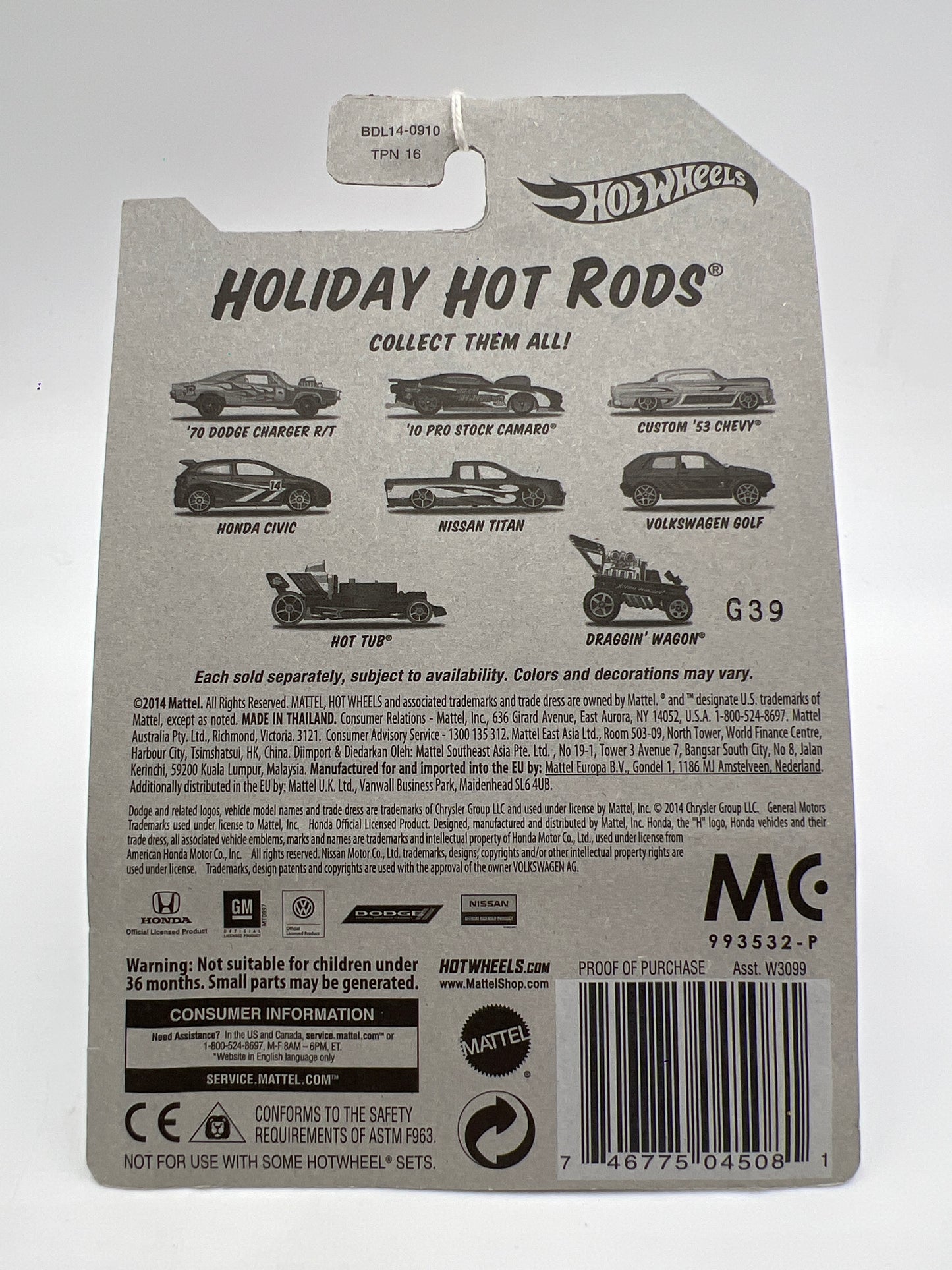 2014 Hot Wheels Holiday Hot Rods #8 Volkswagen Golf Red 158A