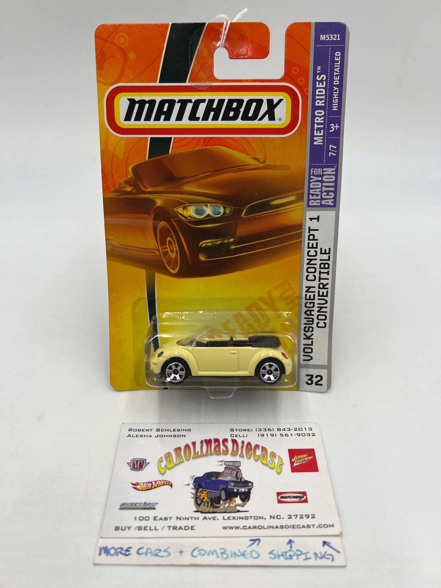 Matchbox Metro Rides #32 Volkswagen Concept 1 Convertible Yellow 216P