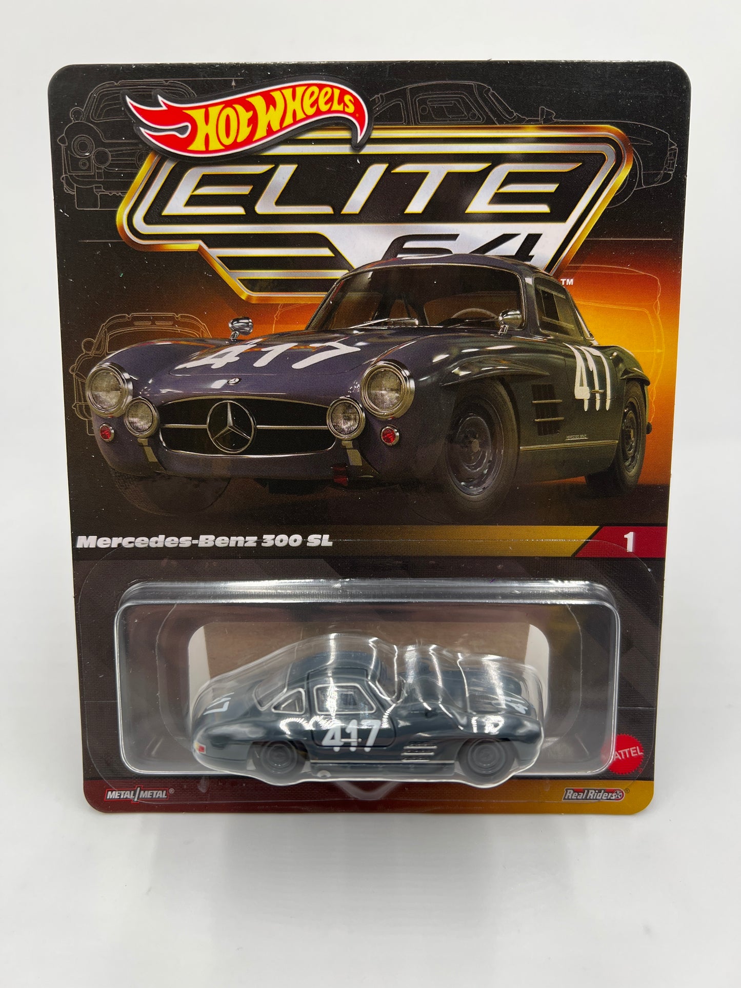 Hot Wheels RLC Elite 64 #1 Mercedes-Benz 300 SL Gray W/Protector