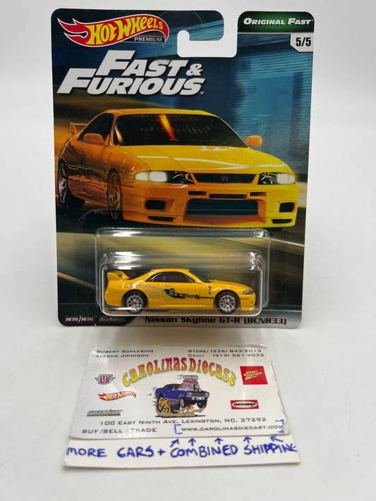 Hot Wheels Fast & Furious Original Fast #5 Nissan Skyline GT-R BCNR33 Yellow W/Protector