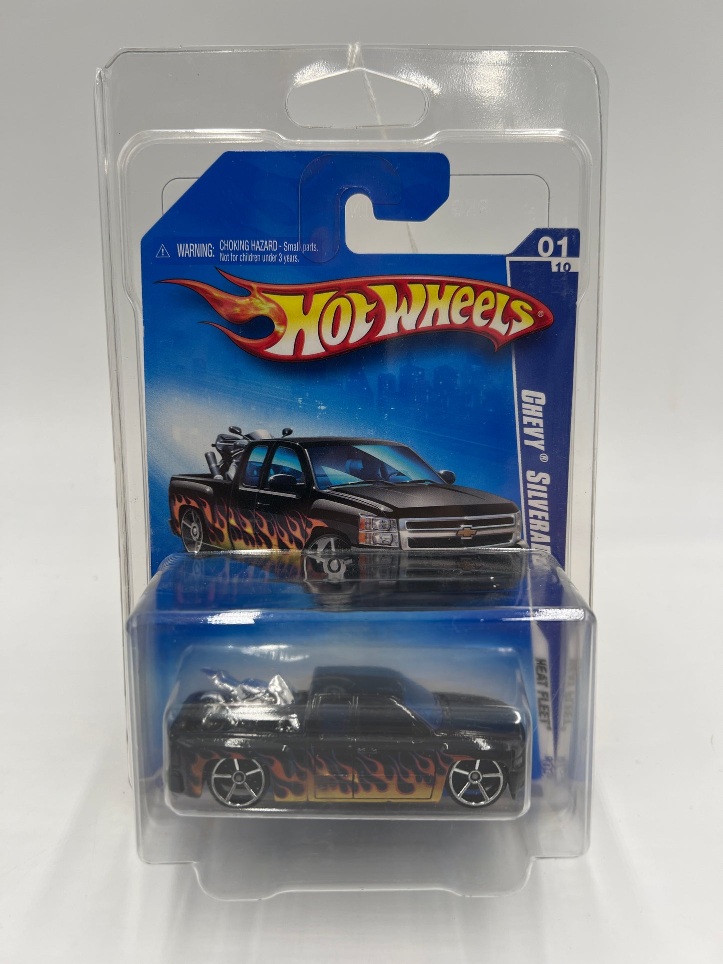 2009 Hot Wheels Heat Fleet #117 Chevy Silverado Black W/Protector