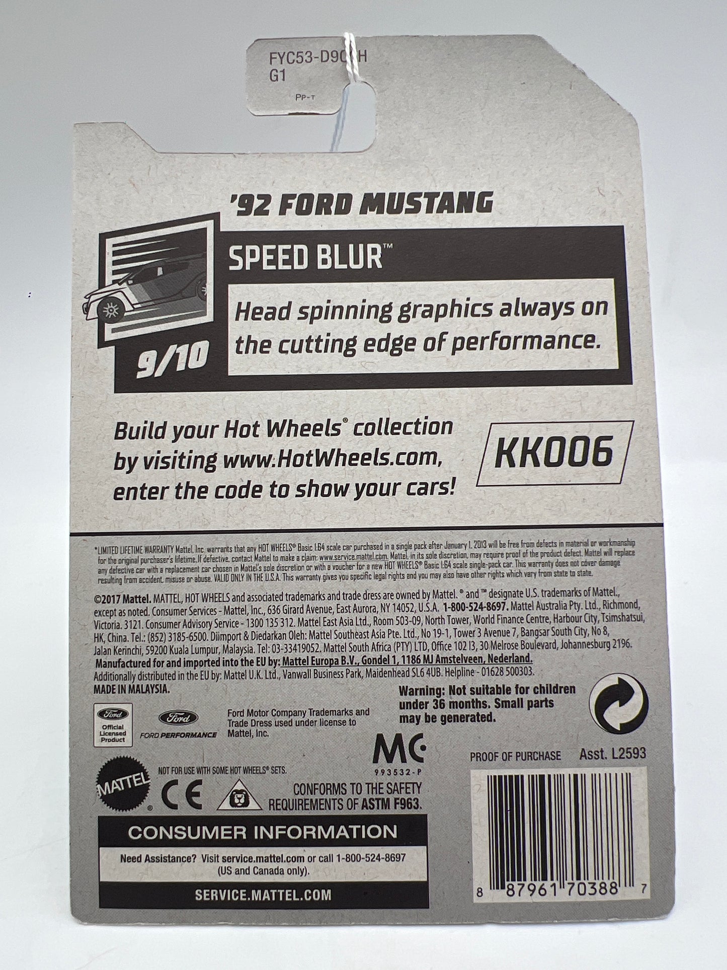 2019 Hot Wheels #152 92 Ford Mustang Blue 19D